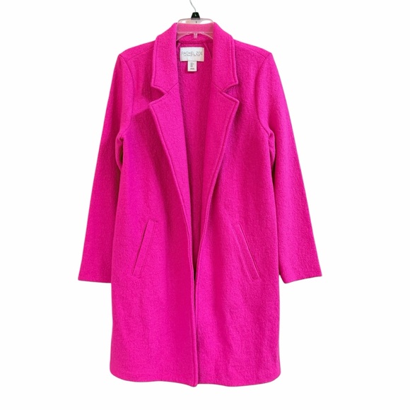 Rachel Zoe magenta wool blend long jacket - Picture 2 of 8